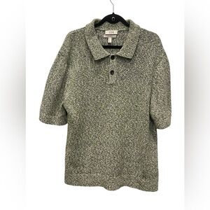 COS Heathered Gray Knit Polo Top Size:L